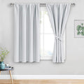 JIUZHEN Blackout Curtains for Bedroom - Thermal Insulated Noise Reducing Privacy Short Curtain for Living Room, Set of 2 Panels with Tiebacks, 42 x 54 inches Long, Greyish White