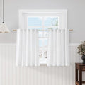 Nanspring Short Curtains for Kitchen Windows Over Sink White Linen Blend Semi Sheer Curtains Back Tab and Rod Pocket Modern Farmhouse Small Window Curtain for Cafe Bathroom 29 x 36,2 Panels