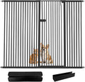 Lumizone Extra Tall Cat Gate 55.12" High Pressure Mounted Extra Wide 2025 New (17 Sizes) 1.37" Gap No Drilling Auto-Close One-Handed Operation Tall Pet Gate for Dogs(Black, 55.12" H x 71.85"-75.97" W)