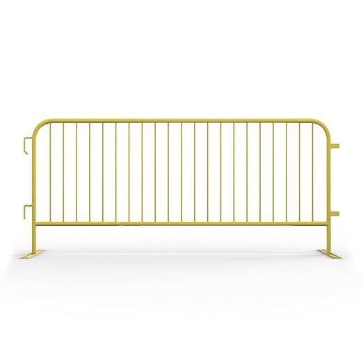 Angry Bull Barricades Metal Interlocking Steel Barricade (8.5 Ft. Heavy Duty, Flat Feet, Yellow Powder Coated, Set of 10)