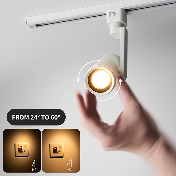 mirrea 5-Color Zoomable LED Track Lighting Heads H-Type Dimmable, 13.5W White Ceiling Fixtures for Kitchen, Modern Accent Light, 2700-5000K Adjustable, Beam Angle 24°-60°, CRI90+, Pack of 12