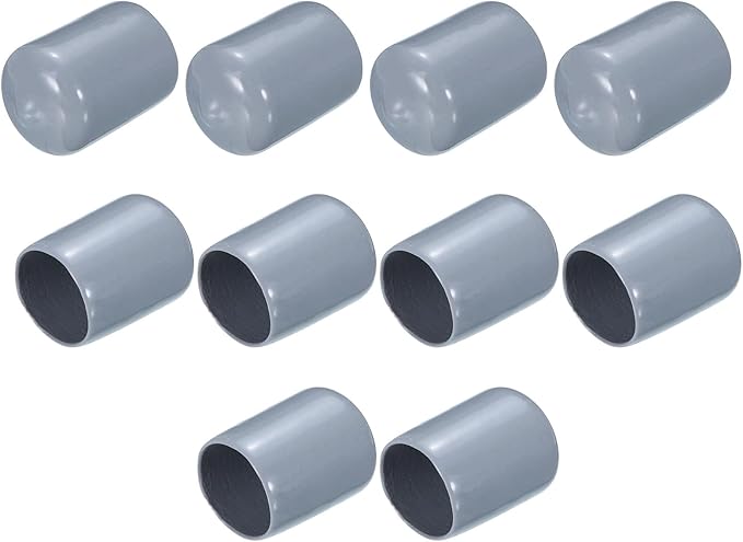 uxcell 10pcs Rubber End Caps 19mm(3/4") ID Vinyl Round End Cap Cover Screw Thread Protectors, Grey