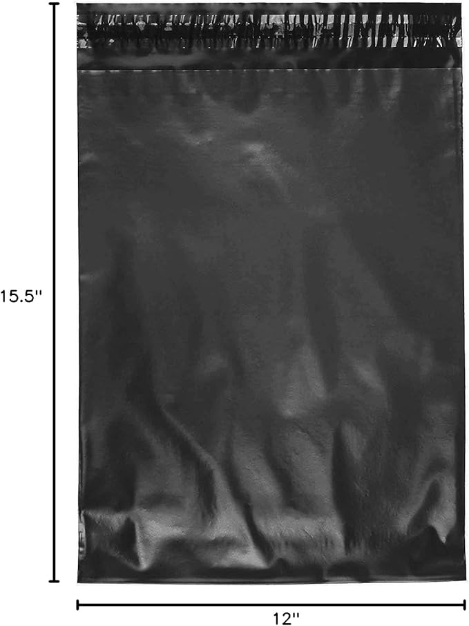 iMBAPrice Black Poly Mailers 12x15.5 Inch #5 Black Color Poly Mailing Envelopes Bags, Self Seal Adhesive Waterproof and Tear Proof, 500-Pack