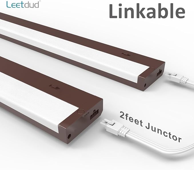 LED Under Cabinet Lighting Hardwired or Plug in, 12 Inch 6W, Dimmable 5 Color 2700K/3000K/3500K/4000K/5000K, Linkable Eyes Care Design Counter Lights for Kitchen, Sink, ETL Listed, Bronze