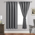 JIUZHEN Blackout Curtains for Bedroom - Thermal Insulated Room Darkening Noise Reducing, 60 x 63 Inch Length Curtains for Living Room, Set of 2 Panels with Tiebacks, Light Grey
