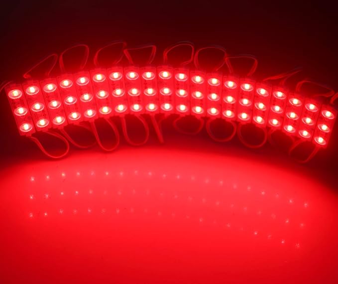 REXTiN Super Bright 200pcs 3 LED Module RED 5630 5730 SMD 40-45LM Per led Waterproof Decorative Light for Letter Sign Advertising Signs with Tape Adhesive Backside