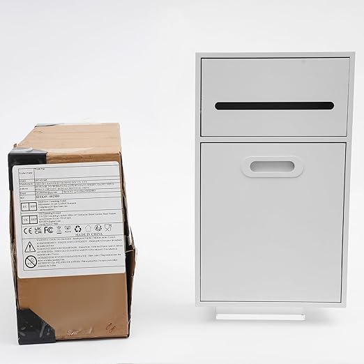 Recessed Wall Mounted Trash Can with Toilet Paper Holder, 1.59 Gal Hidden Tilt-Out Trash Bin Cabinet, 304 Stainless Steel Built-in Waste Bin for Bathroom & Toilet, White