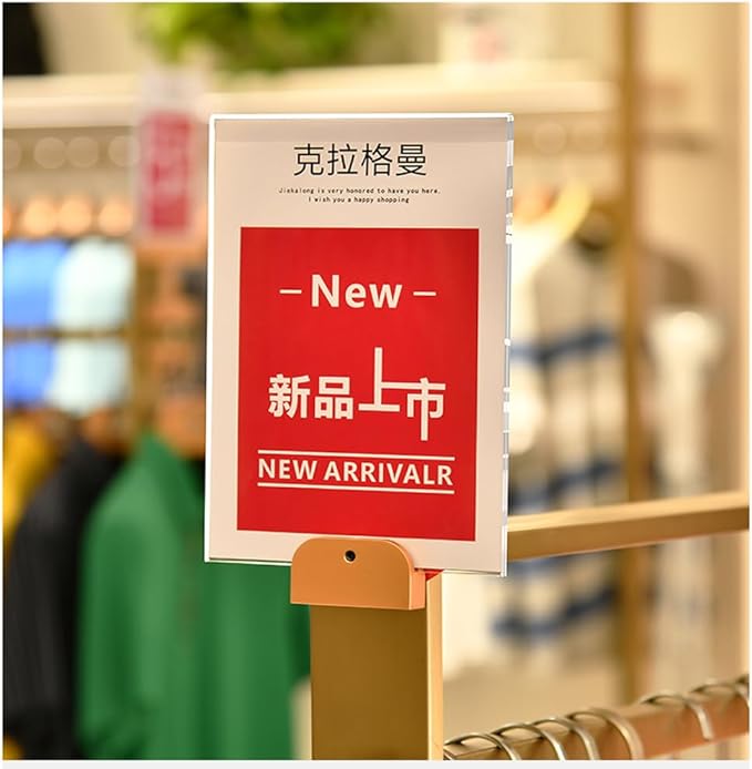 Wall Mount Acrylic Sign Holder with 3M Tape, Photo Menu Flyer Display Frames for Mall, Office, Home, Restaurant (Metal Horizontal A4 210×297mm/8.27×11.69inches)
