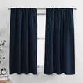 PONY DANCE Short Black Out Curtains 48 inch Long for Small Window, Rod Pocket Privacy Bathroom Draperies,Thermal Insulated Lighting Blocking Drapes for RV(2 Panels Set, Navy Blue, W42 x L48 inches)