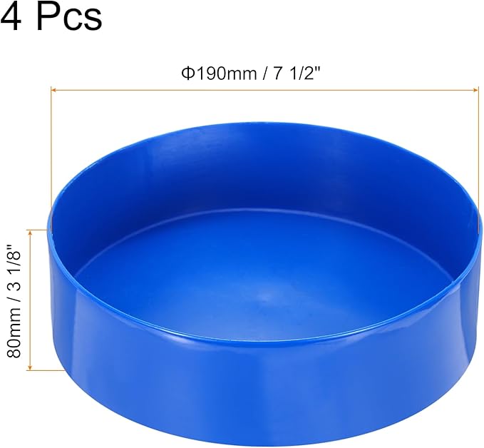 uxcell 4pcs Rubber End Caps 190mm(7 1/2 Inch) ID x 80mm(3 1/8 Inch) H Vinyl Round End Cap Cover Screw Thread Protectors Blue