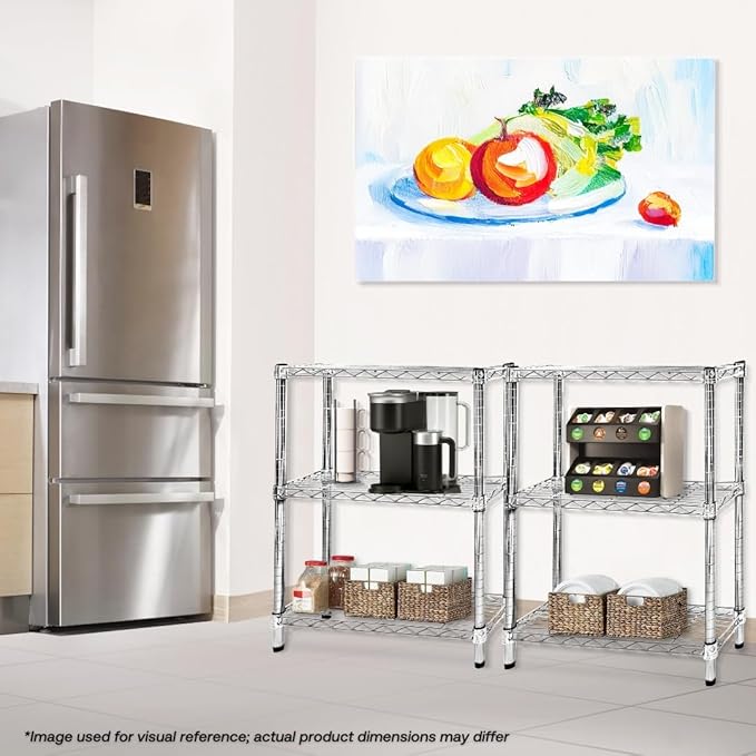 Shelving Inc. 8" d x 24" w Chrome Wire Shelving with 2 Tier Shelves, Weight Capacity 800lbs Per Shelf