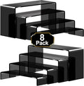 Aheroi Acrylic Risers, 8 Pcs 2 Set(7”L~8”L~9”L) Display Risers, Black Arylic Display Stands Acrylic Shelf Riser, Display Holders for Vendor Events, Cupcake Stands, Toys Display Clear Shelves