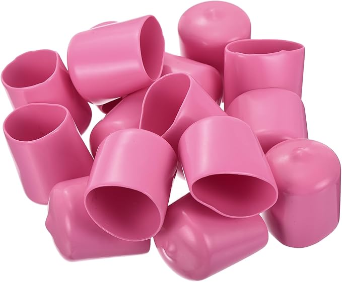 uxcell 10pcs Rubber End Caps 23mm ID Vinyl Round End Cap Cover Screw Thread Protectors Pink