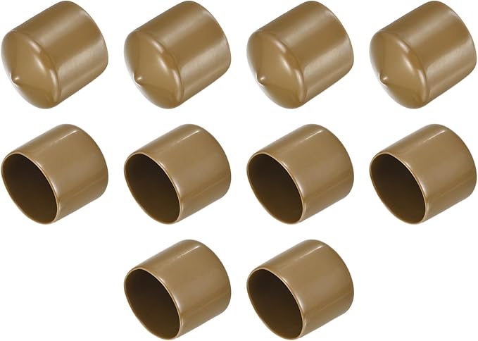 uxcell 10pcs Rubber End Caps 36mm ID Vinyl Round End Cap Cover Screw Thread Protectors Light Brown