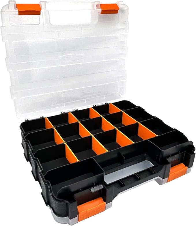 Small Parts Tool Box, RC Hardware Organizer Box Adjustable Compartments Removable Dividers for Hardware, Screws, Nuts, Bolts, Washers, Nails, Fasteners, Tools