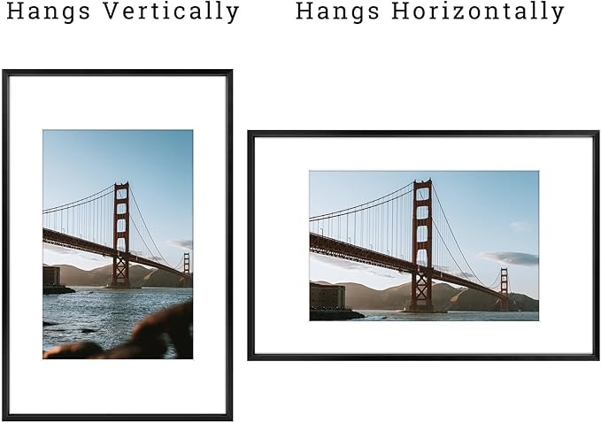 Frametory, 11x17 Metal Picture Frame with Mat for 8x12 Picture & Real Glass, Aluminum Photo Frame Collection (Black, 1 Pack)