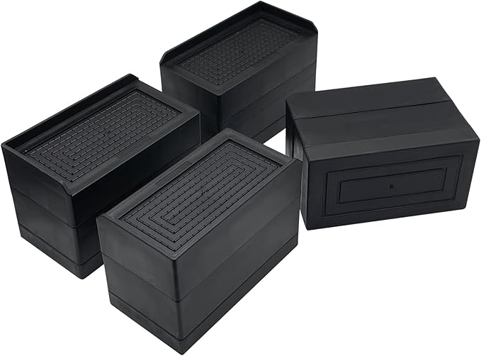 Bed Risers, Furniture Raise Blocks, 3 inch Stilts Heavy Duty for Bed Couch Desk Sofa Table Lifts, Furniture Legs Lifters Support up to 1300 Lbs (Black, 4 Pack Set)