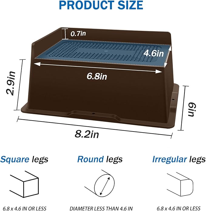 Bed Risers 3 Inch Heavy Duty,Oversized Couch Risers, Extra Wide Furniture Risers for Sofa Table Desk Headboard Chair Lifting,Rectangle Risering Blocks Support 6000 lbs(4 Pack Brown)