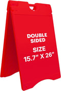Jumbl A-Frame Signboard 15.7” x 26” Display Surface – Small Outdoor Sandwich Board w/Weather Resistant PVC Sign Protector & Sand Fill Holes – Dual Signage Stand for Storefront Sidewalk Curb (Red)