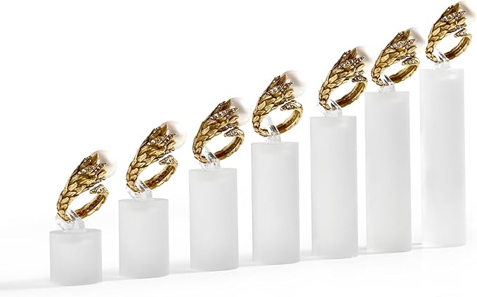 Oirlv Acrylic Jewelry Display Stand Ring Showcase Display Holder 7 PCS Rings Stand (White Frosted)