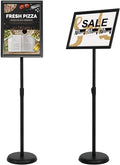 11 x 17 Inch Adjustable Pedestal Sign Holder Poster Stand, Heavy Duty Floor Standing Sign Holder Stand Aluminum Snap Open Display Frame for Vertical and Horizontal View Sign Displayed(Black)