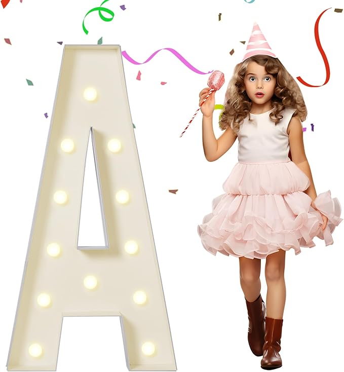 eufony Marquee Letters 4 Feet Tall, 4 FT Marquee Light Up Letters, Giant Light Up Letters 4FT for Birthday Party Baby Shower Gender Reveal Graduation Decorations, Letter A with LED Lights DIY Kit