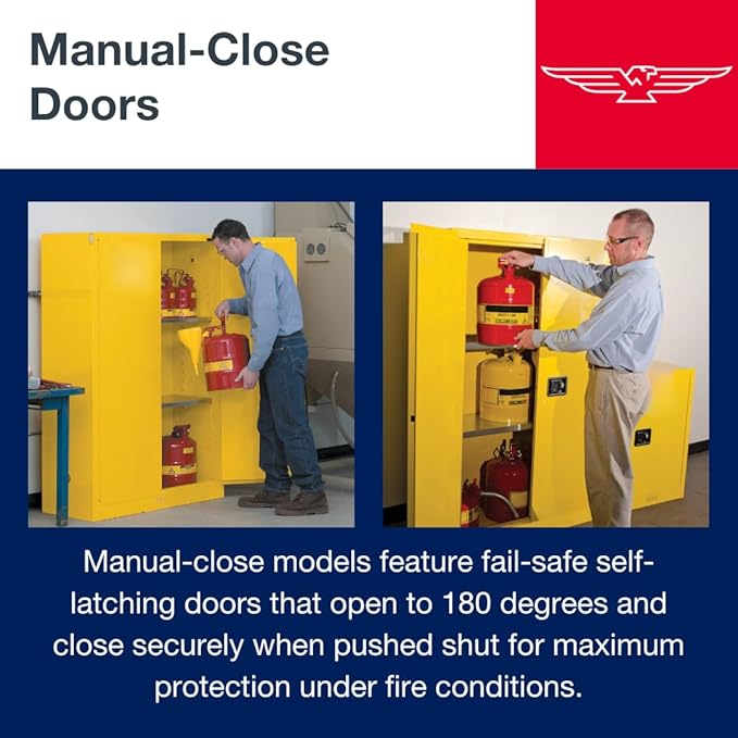 Eagle American Made 2 Gallon F﻿lammable Liquid Storage Cabinet, Manual-Close Space Saver Fireproof Cabinet for Schools, Garages, Manufacturing Facilities, 17" x 17" x 18", 1901X