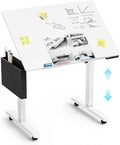 Standing Desk with Whiteboard – Electric Height Adjustable Drafting Table, Flip Dry Erase Top, Mobile Drawing Desk with Wheels & Storage Bag for Home, Office, Studio, Art