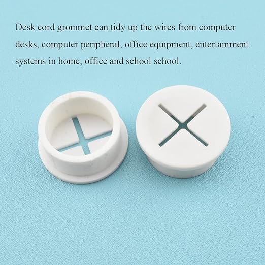 HAHIYO 4Pcs 1Inch/25mm White Flexible Rubber Desk Grommet Wire Grommet Cable Management Cord Hole Cover Desk Wire Hole Insert Wire Organizer for Computer Office Home School Equipment Systems