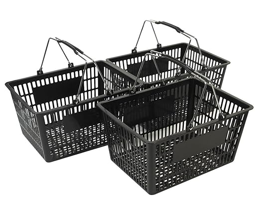 Black Shopping Baskets (Set of 3)