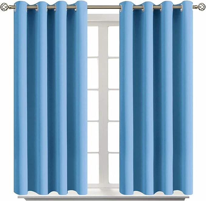 BGment Room Darkening Curtains 54 Inches Long - Grommet Thermal Insulated Drapes Window Treatment Curtains for Bedroom, 2 Panels, 52 x 54 Inch, Sky Blue
