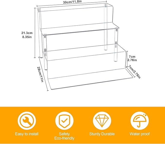 2-Pack Acrylic Perfume Organizer Stand, 4 Tier Cupcake Stand, Clear Display Riser Stand Shelf for Pop Figures, Acrylic Shelves for Cologne Spice Rack Kitchen Vanity