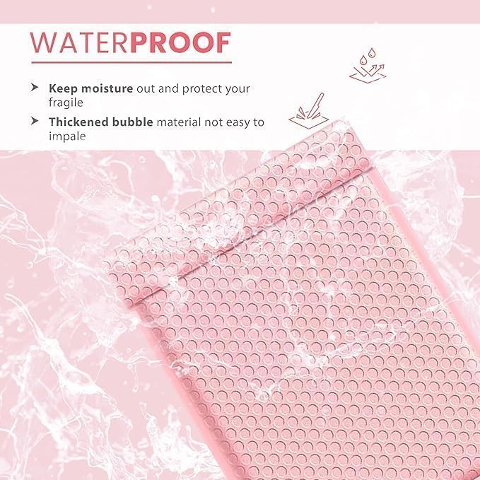 Light Pink Large Poly Bubble Mailers 12x15 inch | Self Seal Padded Envelopes Cushioned Bubble Mailer | Usable Size 12x15 | WaterProof | Lightweight mailing Shipping Bags | 100 Pack Bulk