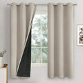 Camel 100% Blackout Curtains for Bedroom 63 Inch Length, Thermal Insulated Sun Blocking Window Curtains Soundproof Grommet Thick Heavy Drapes, Each 42 Inch Wide