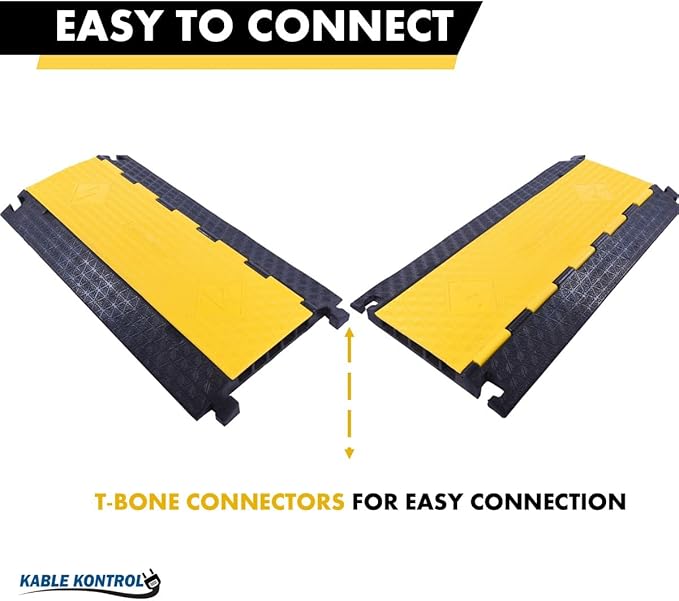 Kable Kontrol Atlas Cable Protector Wire Ramp - 5 Channel Bulk Wholesale Pallet – 20 Pcs - 35” Long Black & Yellow - 24000 Lbs Load Capacity - Rubber Speed Bump Wire Protector Cord Cover - CP9975