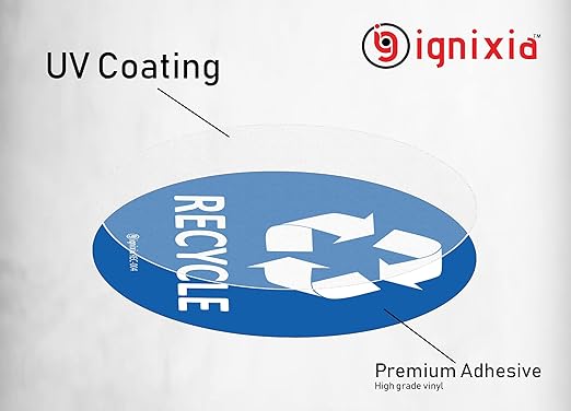 IGNIXIA Compost & Recycle Stickers - Premium Vinyl for Compost Bin, Recycle Bin - Pack of 6 for Metal or Plastic Trash Can