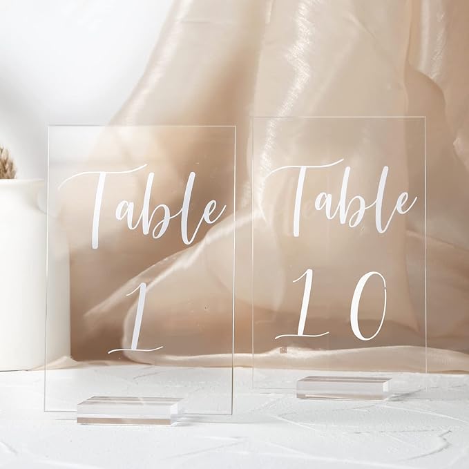 UNIQOOO 2" Clear Acrylic Stand | 10 Pack 2.8mm Slot Wedding Sign Holders, Perfect for Wedding, Table Number, Exhibition, Office, Restaurant, Business