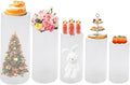 5PCS Clear Cylinder Pedestal Stands, Acrylic Transparent Round Pedestal Display Plinth Pillars, Acrylic Cylinder Round Display Plinth Cake Tables for Party, Flowers, Event Decoration