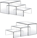 6 Pcs Acrylic Display Risers, 2 Sets Small Size Clear Shelf Riser, 0.15" Thick Acrylic Risers Display Stands, Clear Risers for Dessert, Cupcake, Candy, Figure Jewelry Showcase