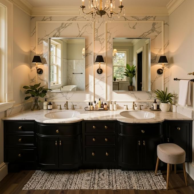 40"x32" Silver Framed Bathroom Mirror, Large Rectangular Vanity Mirror, Aluminum Metal Frame, Wall Farmhouse Modern Wall-Mounted Mirrors for Bathroom, Bedroom, Living Room, Over Sink