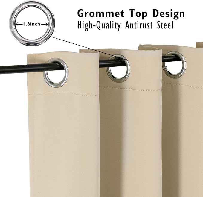 ChrisDowa Blackout Curtains 78 inches Long for Bedroom - Grommet Thermal Insulated Room Darkening Curtains for Living Room (1 Panel, Biscotti Beige, 42 x 78 Inch)
