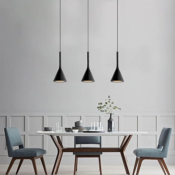 KCO Lighting Industrial Adjustable Pendant Light Black Vintage 3 Light Hanging Modern Farmhouse Mini Ceiling Pendant Light for Kitchen Island Restaurant Bar (Black & 3-Pack)