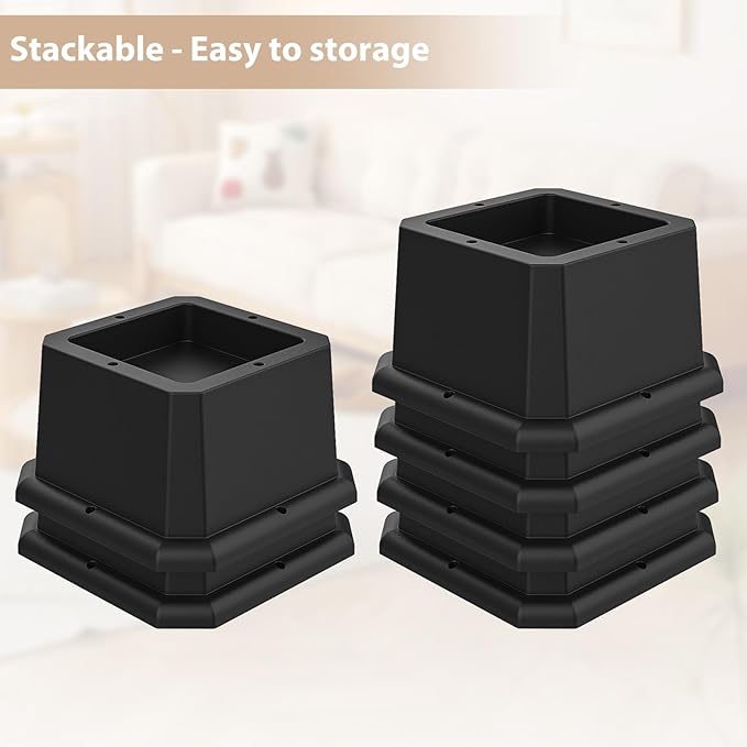 Bed Riser/Furniture Lift Bed/Bed risers/Furniture Lifter/Table risers/Frame Risers Create Under Bed Storage Heavy Duty for Furniture Height Adjustment (Black 9 Pack, 2 Inch)