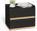 Large Modern Nightstand Black Bedside Table, 2 Drawer Dresser Wood Stackable Storage Drawers for Clothes for Closet, Bedroom, 24"x16"x20"