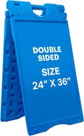 Jumbl Outdoor A-Frame Sandwich Signboard 24” x 36” Display Surface – w/PVC Sign Protector & Sand Fill Holes – Duel Display Signage Stand for Storefront Sidewalk Curb (Blue)
