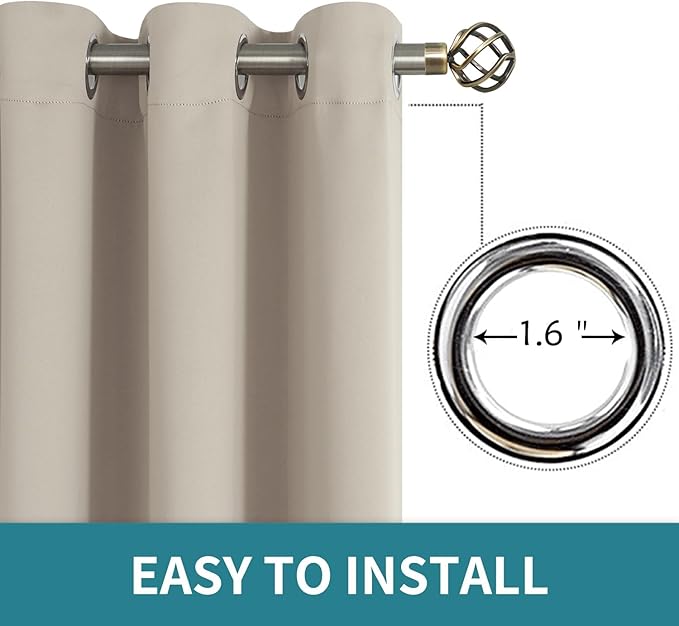BGment Sliding Door Curtain 96 Inch Length, Extra Wide Room Darkening Curtain for Living Room Thermal Insulated Privacy Noise Cancelling Room Divider Drape, 1 Panel, Camel, 120 Wide