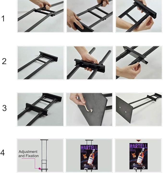 Heavy Duty Floor Poster Standing Display Poster Sign Holder with Non-Slip Mat Base Adjustable Height Up to 75 inches for Board & Foam (2PACK-Black)