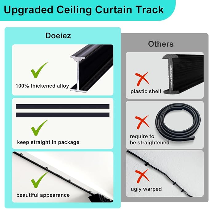 Room Divider Blackout Curtains Flexible Sliding Tracks Sets Ceiling Mounted Rod Window Curtain Privacy Separation for Bedroom Living Rooms,1 Panel Grey Drape and Black Track Set-W108xH84 in