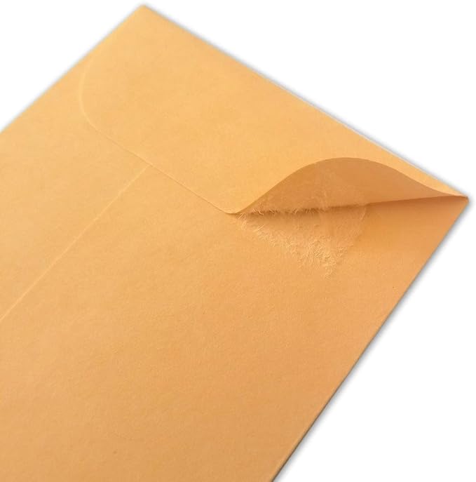 200PCS #5 Coin Envelopes 3.125x5.5 inches Brown Kraft Envelopes Classic Small Parts Gummed Flap for Coins, Cash, Credit Cards, Seeds
