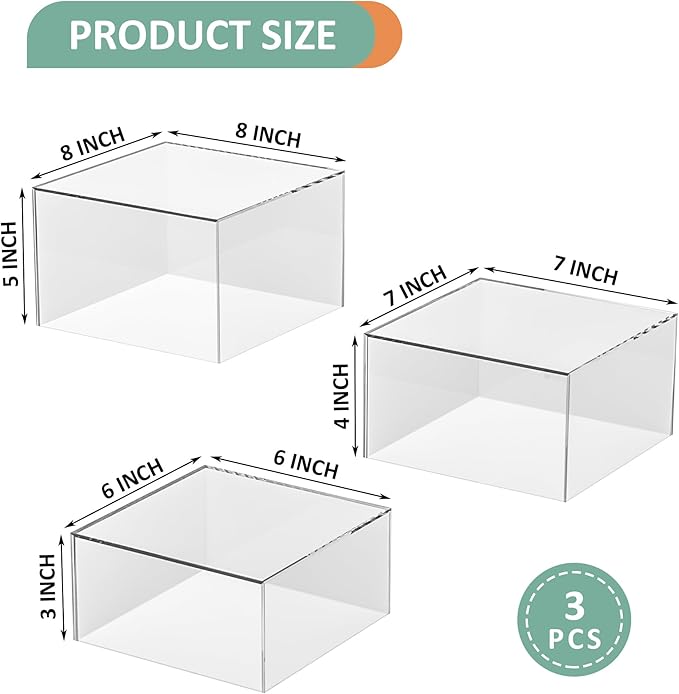 Acrylic Dessert Stand,Buffet Risers, Food Risers, Multi-Purpose Cake Stand for Parties, Weddings, Birthdays, Catering, Jewelry, Collectibles (Clear, 6"x7"x8")